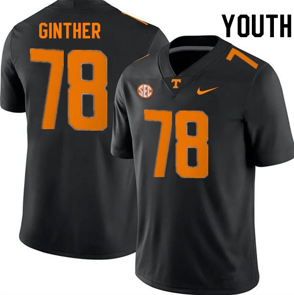 Youth #78 Gage Ginther Tennessee Volunteers College Football Jerseys Stitched-Black